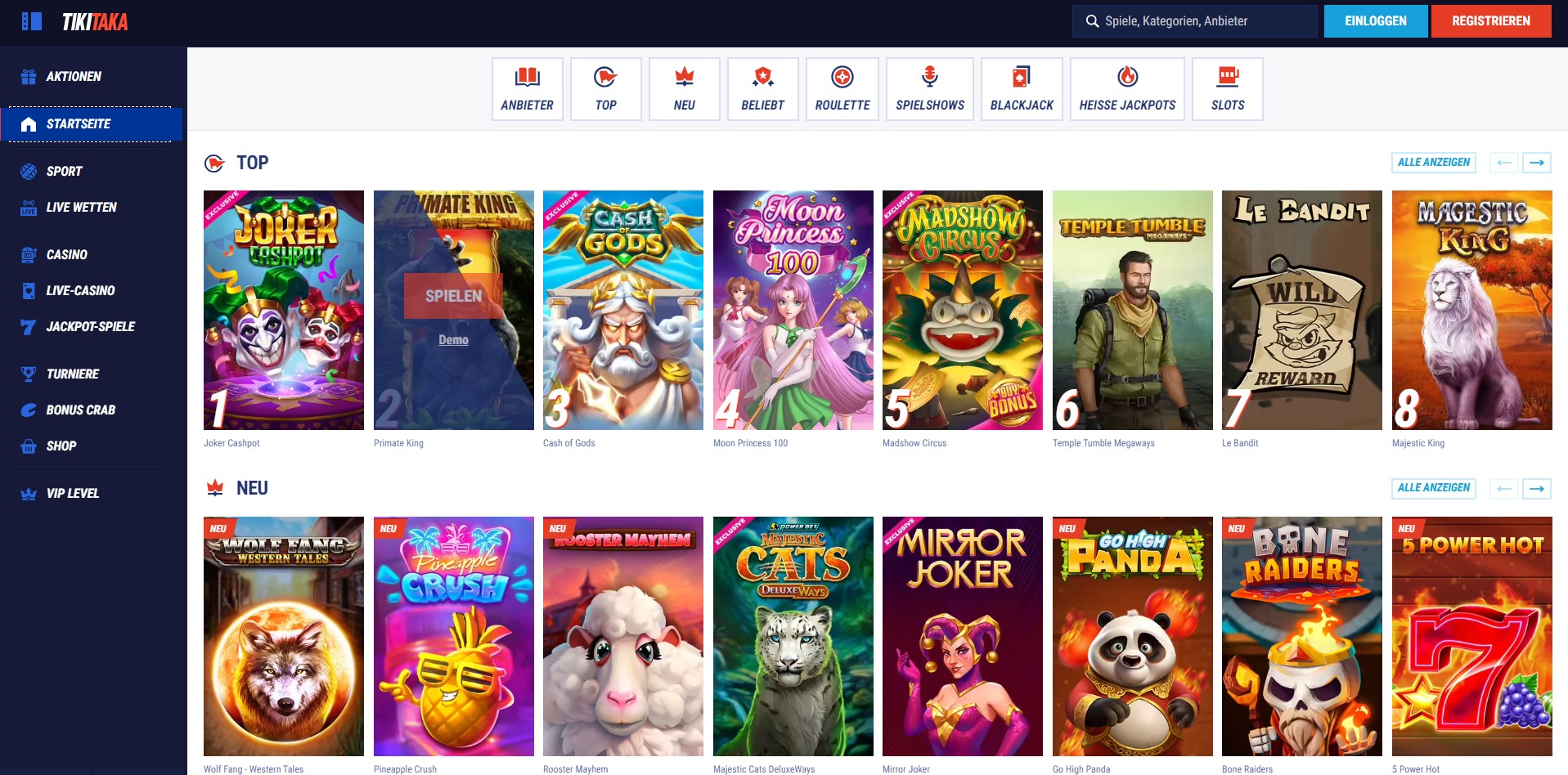 Tikitaka Casino - Alle notwendigen Informationen